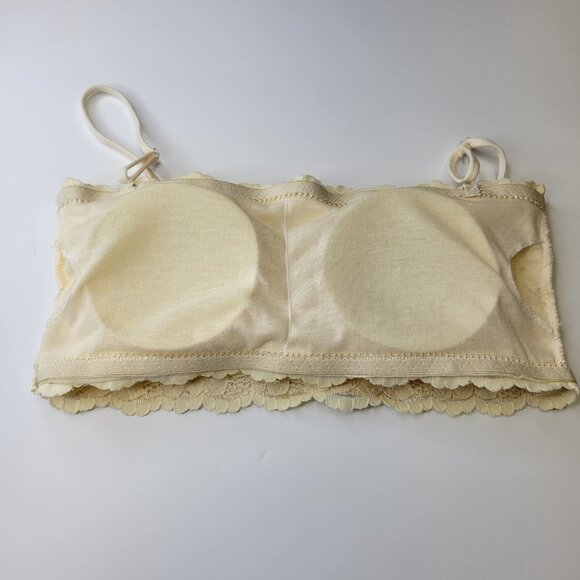 Sexy Cream Bralette Crop Top Lace Bandeau Adjustable Straps Removable Pads - NEW - Picture 6 of 14